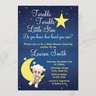 Lamb Baby Shower Invitation Twinkle Little Star
