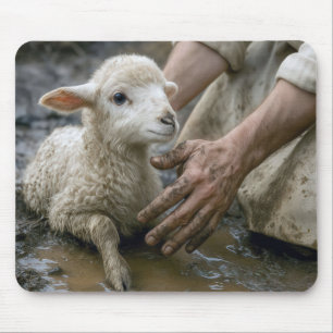 Lamb Being Rescued By a Shepherd Mouse Pad