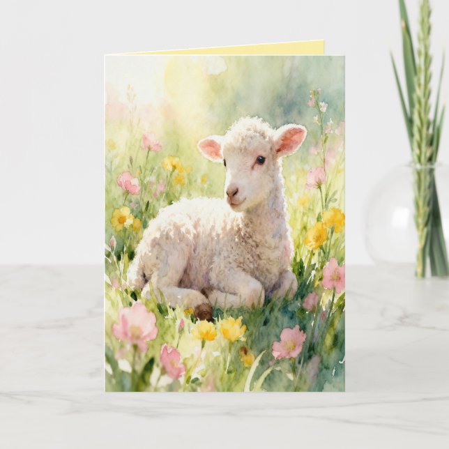 Lamb Bible Verse Customized Easter Card (Front)
