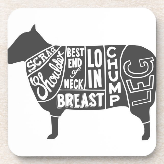 Lamb Butcher Chart Coaster (Front)