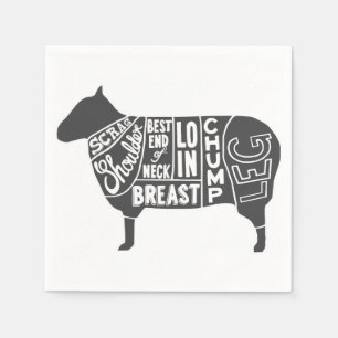 Lamb Butcher Chart Napkin