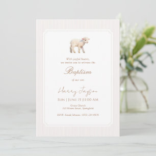Lamb Christian boy baptism  Invitation