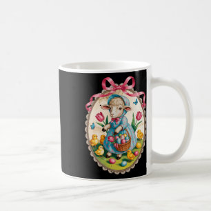 Lamb Easter Bunny Egg Hunt Vintage Spring Pink Bow Coffee Mug