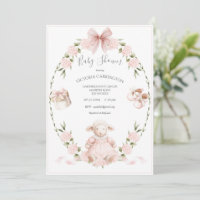 Lamb Floral Hydrangeas Pink Girl Baby Shower