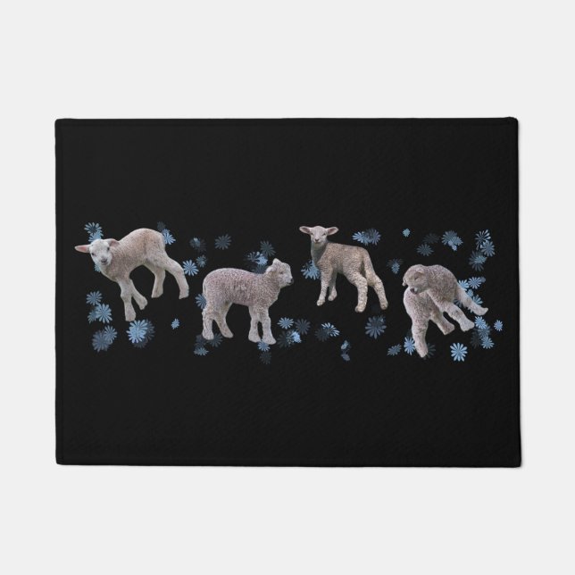 Lamb Frenzy Door Mat (Black) (Front)