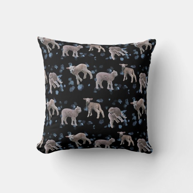 Lamb Frenzy Pillow (Black) (Front)