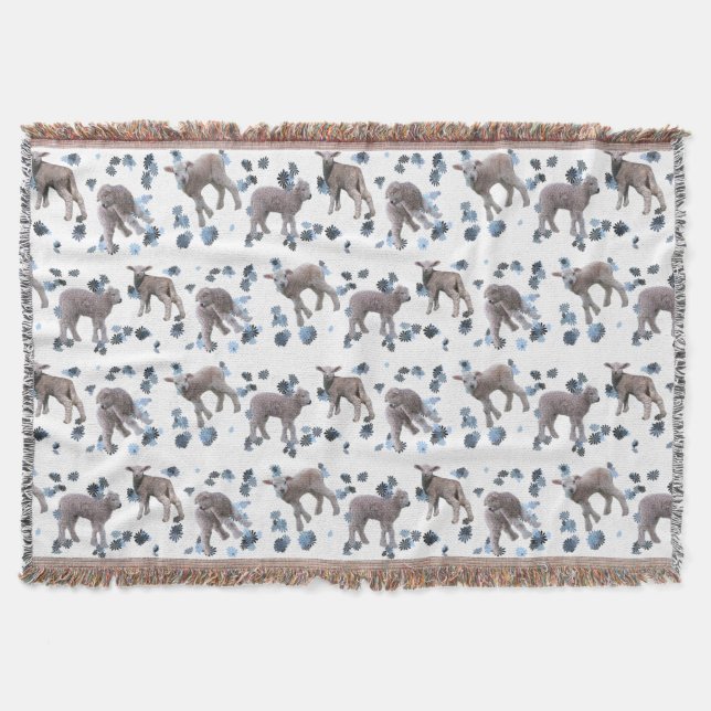 Lamb Frenzy Throw Blanket (choose colour) (Front)