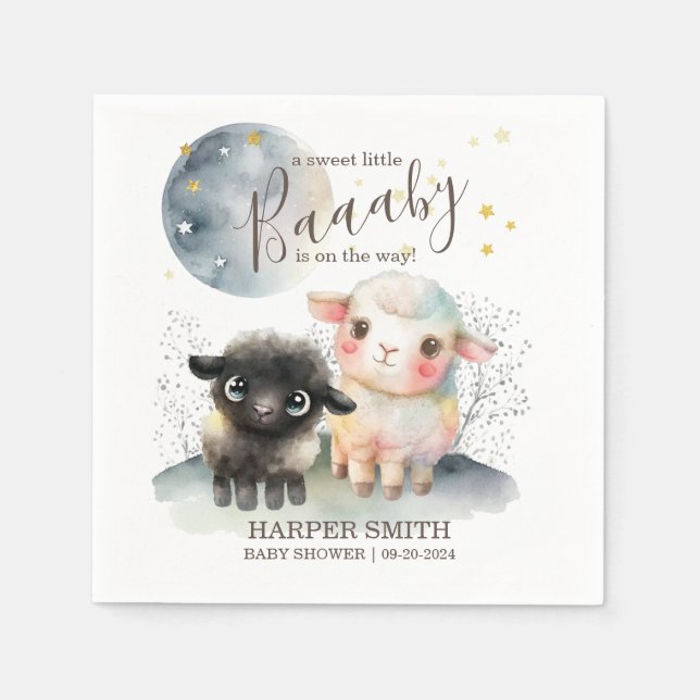 Lamb Gender Neutral Baby Shower Napkin (Front)