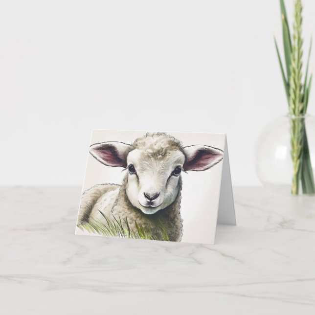 Lamb in the Grass Easter Card (Front)