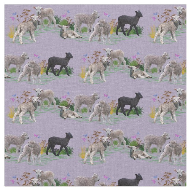 Lamb Meadow Fabric (Lilac) (Close Up)