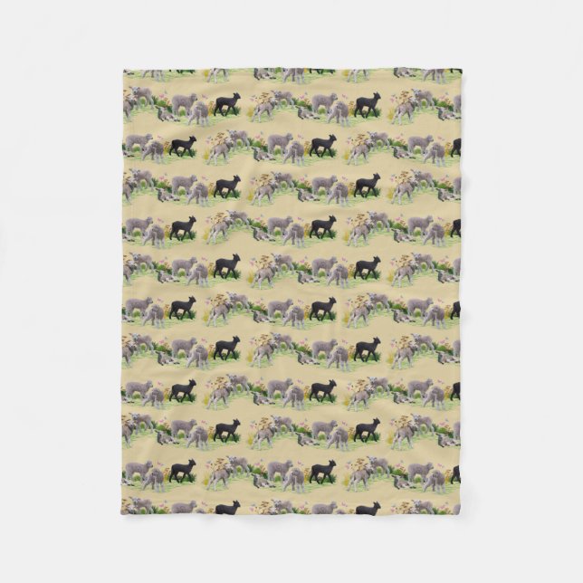 Lamb Meadow Fleece Blanket (Gold) (Front)