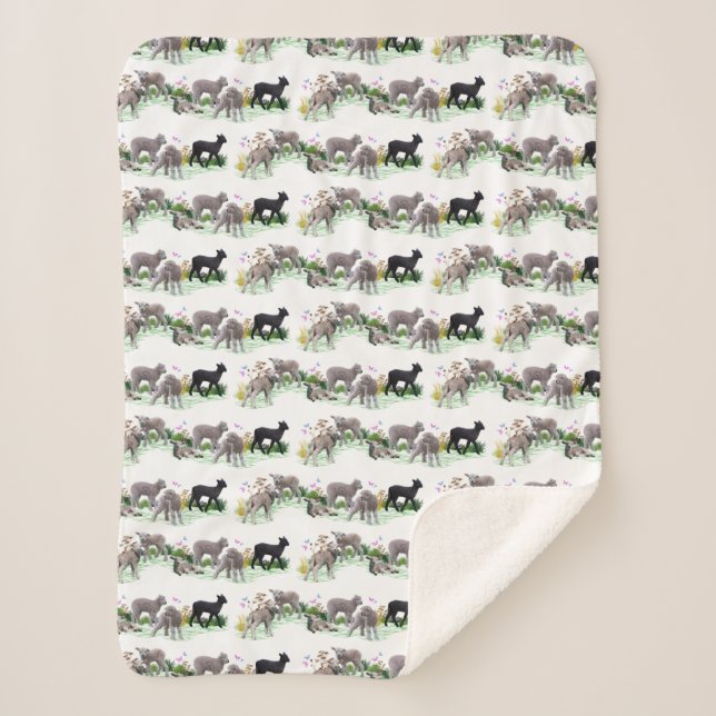 Lamb Meadow Sherpa Blanket (choose colour) (Front)