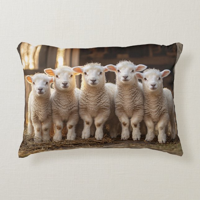 Lamb Mob Scenic Decorative Cushion (Front)