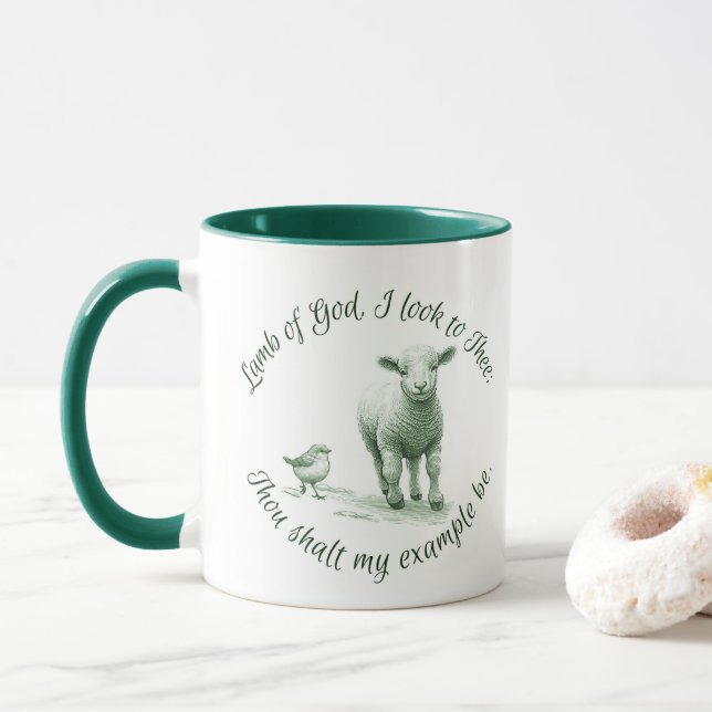 Lamb of God I Look to Thee Hymn Lyric Mug (With Donut)
