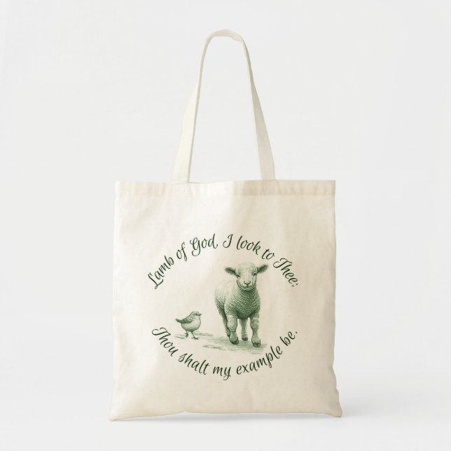 Lamb of God I Look to Thee Hymn Lyric Tote Bag (Front)