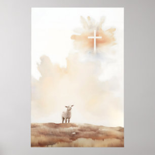 Lamb Of God Minimalist Watercolor Christian Poster