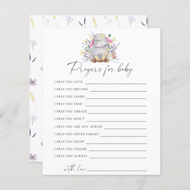 Lamb - Party game | prayers for baby game (Front/Back)