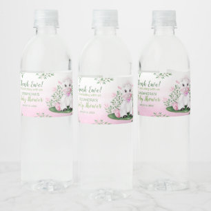 Lamb Pink Floral Baby Shower Water Bottle Label