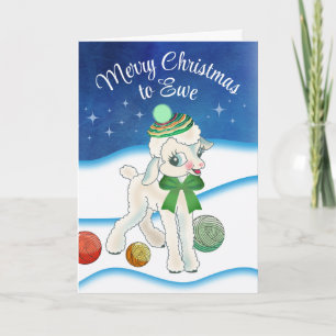 Lamb sheep Christmas knitting crochet diy gifts Holiday Card
