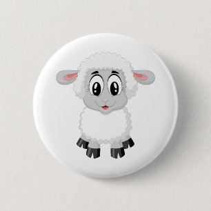 Lamb sheep cute farm animal baby 6 cm round badge