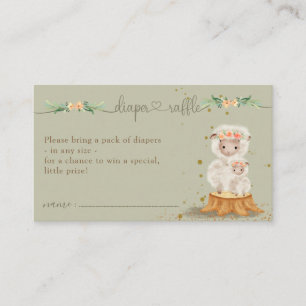 Lamb Sheep sage green New Mom Diaper Raffle Enclosure Card