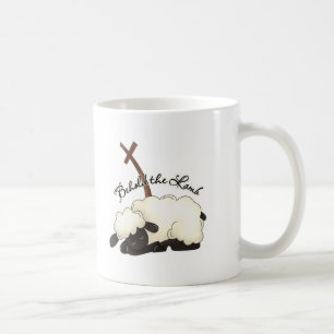 Lamb with crucifix Behold the Lamb Coffee Mug