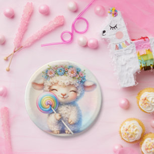 Lamb with Lollipop Paper Plate
