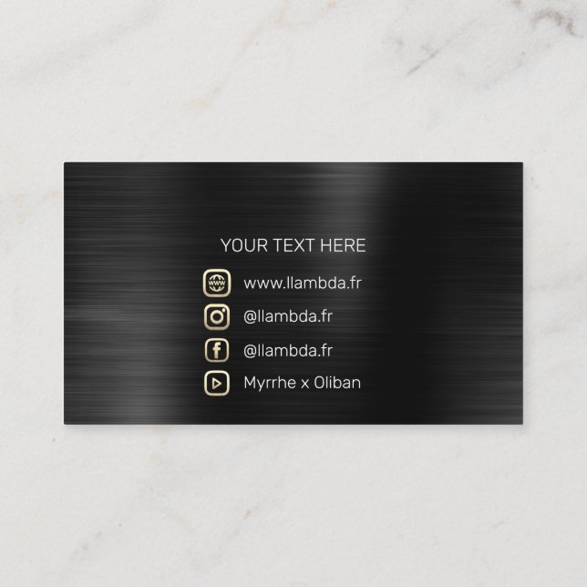 Lambda  Minimal Social Media WWWFBYOUTUBE Black  Business Card (Back)