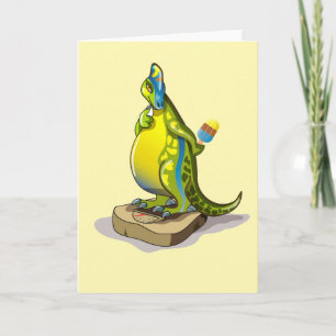Lambeosaurus Standing On A Weight Scale. Card