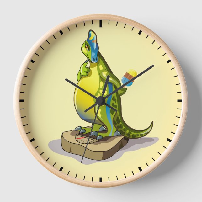 Lambeosaurus Standing On A Weight Scale. Clock (Front)