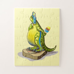 Lambeosaurus Standing On A Weight Scale. Jigsaw Puzzle