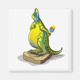 Lambeosaurus Standing On A Weight Scale. Magnet