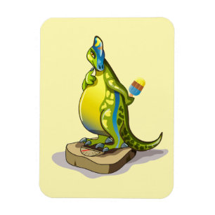 Lambeosaurus Standing On A Weight Scale. Magnet