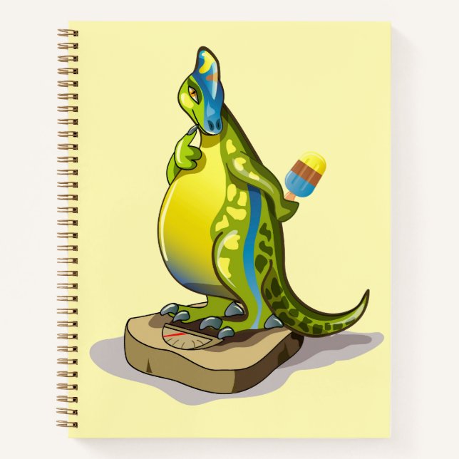 Lambeosaurus Standing On A Weight Scale. Notebook (Front)