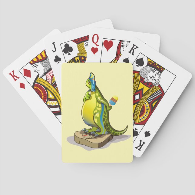 Lambeosaurus Standing On A Weight Scale. Playing Cards (Back)