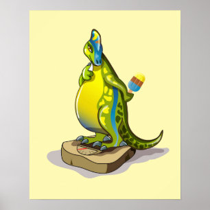 Lambeosaurus Standing On A Weight Scale. Poster