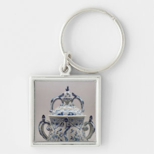 Lambeth Delftware posset pot, blue and white Key Ring