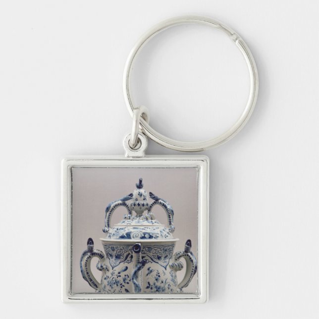 Lambeth Delftware posset pot, blue and white Key Ring (Front)