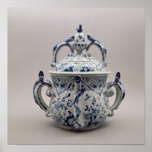 Lambeth Delftware posset pot, blue and white Poster