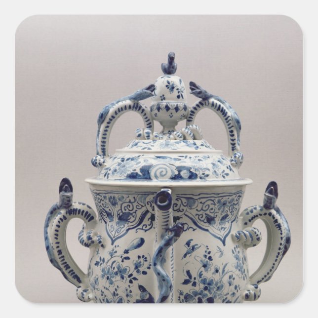 Lambeth Delftware posset pot, blue and white Square Sticker (Front)