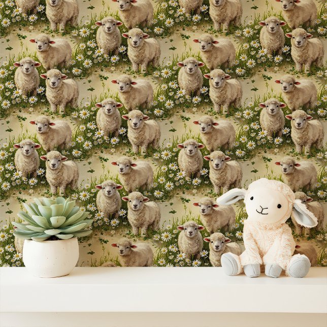 Lambs and Daisies Nursery Wallpaper (Creator Uploaded)