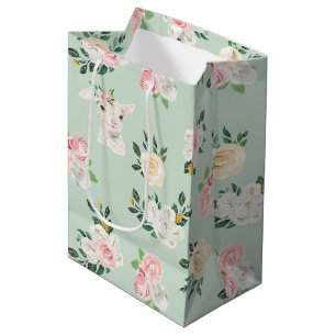Lambs and Rose Clear Image Seamless Medium Gift Bag