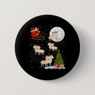 Lambs Sheep Santa Sleigh Flying Funny Magical Chri 6 Cm Round Badge