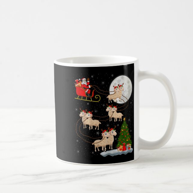 Lambs Sheep Santa Sleigh Flying Funny Magical Chri Coffee Mug (Right)