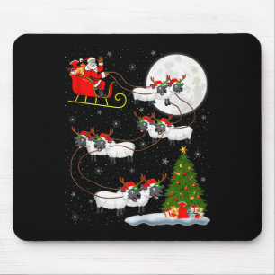 Lambs Sheep Santa Sleigh Flying Funny Magical Chri Mouse Pad
