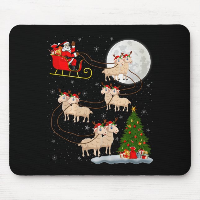 Lambs Sheep Santa Sleigh Flying Funny Magical Chri Mouse Pad (Front)