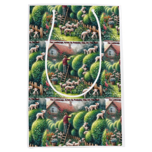 Lambscape Artist: Topiary Gone Woolly Medium Gift Bag (Front)