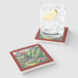 Lambscape Artist: Topiary Gone Woolly Stone Coaster