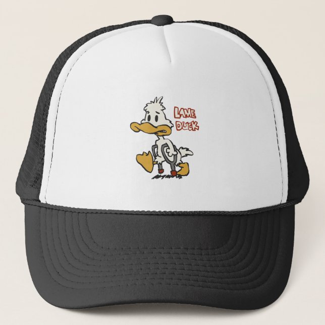 Lame duck cartoon | choose background colour trucker hat (Front)