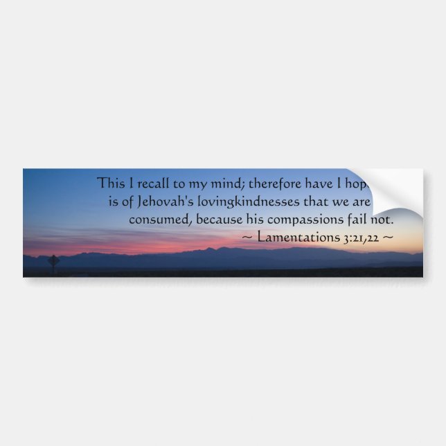 Lamentations 3:21-22 bumper sticker (Front)